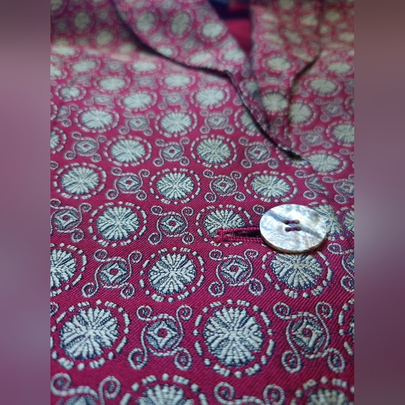 FLAW - Plz Read - Red Brocade THE LIMITED COLLECTION Smoking Jacket - Picture 13 of 13